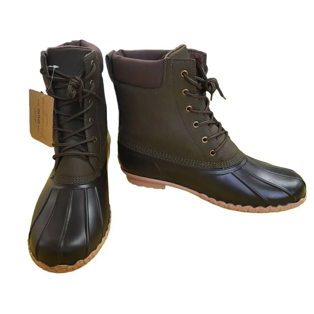Weatherproof Vintage Men's Adam II Duck Boots Olive Brown‎ Size 12M